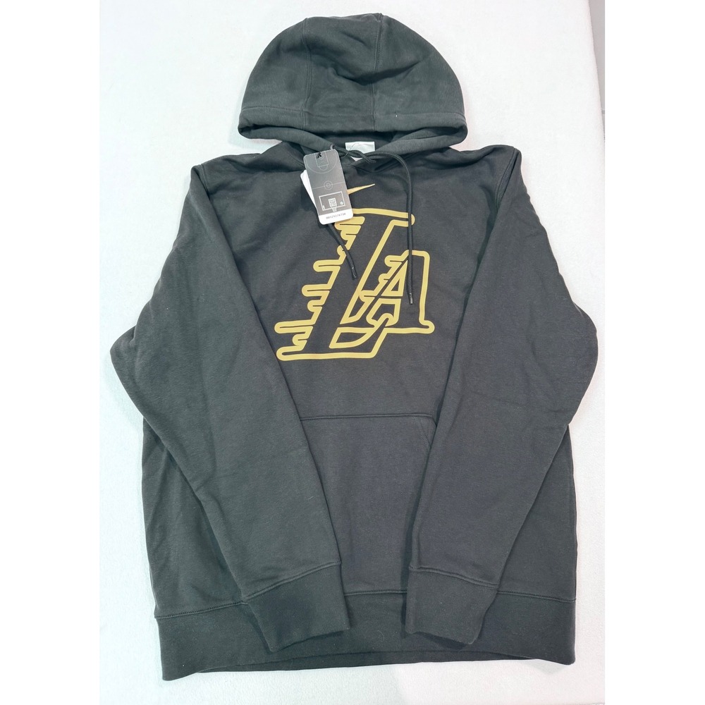 Nike NBA Los Angeles Lakers Hoodie Black Gold LA Pullover HQ5536-010 Mens Large